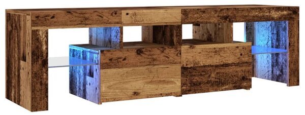 Antik fa színű szerelt fa TV-szekrény LED-ekkel 140x36,5x40 cm
