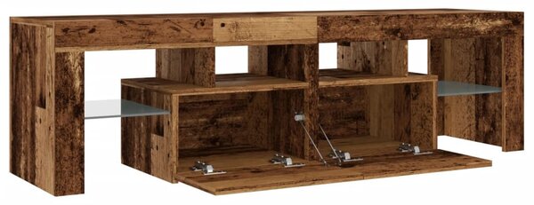 Antik fa színű szerelt fa TV-szekrény LED-ekkel 140x36,5x40 cm