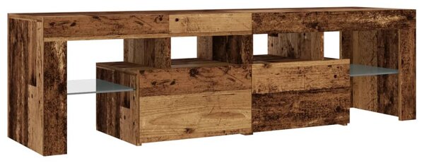 Antik fa színű szerelt fa TV-szekrény LED-ekkel 140x36,5x40 cm