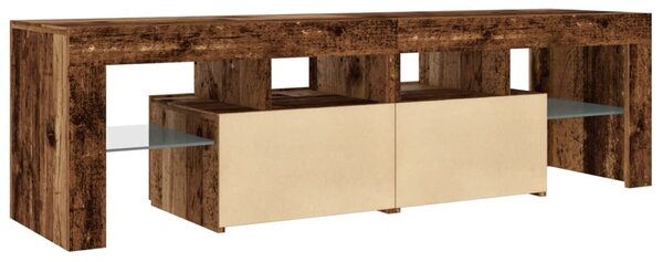 Antik fa színű szerelt fa TV-szekrény LED-ekkel 140x36,5x40 cm