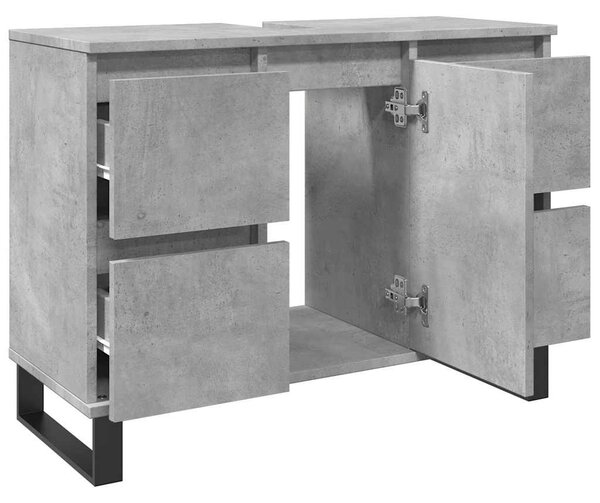 Betonszürke szerelt fa mosdószekrény 80 x 33 x 60 cm