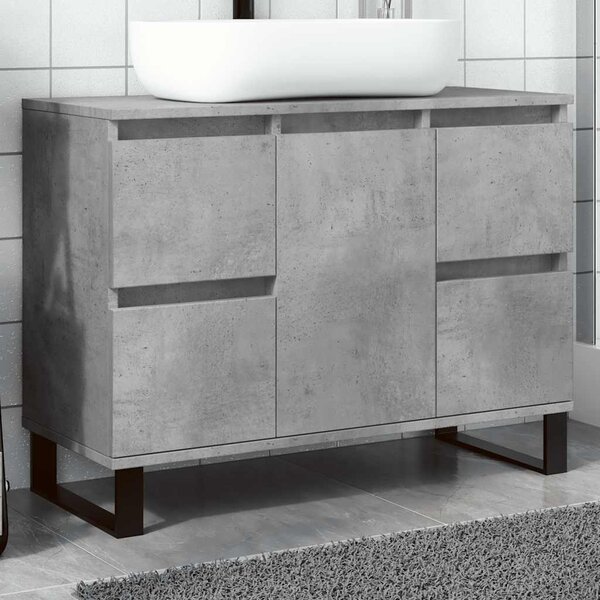 Betonszürke szerelt fa mosdószekrény 80 x 33 x 60 cm