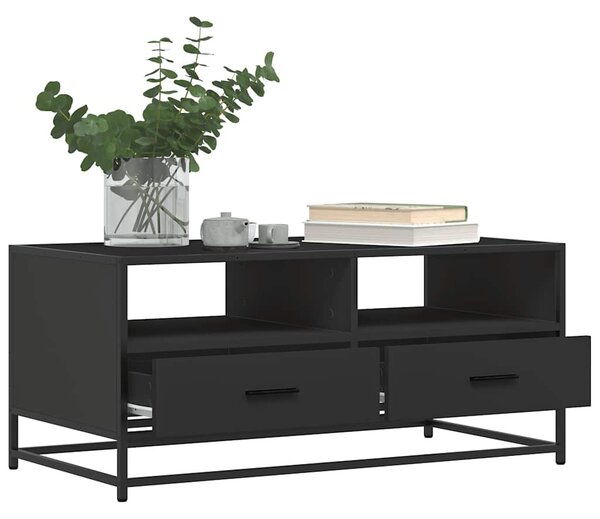 Fekete szerelt fa és fém dohányzóasztal 100 x 50 x 45 cm