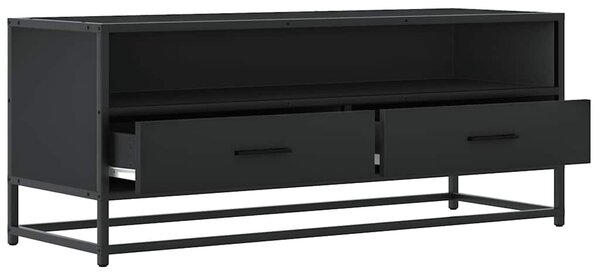 Fekete szerelt fa és fém TV-szekrény 100x34,5x40 cm