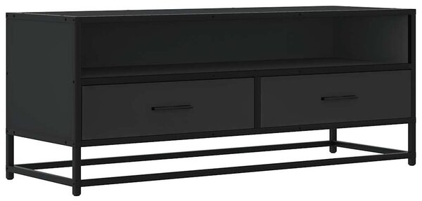 Fekete szerelt fa és fém TV-szekrény 100x34,5x40 cm