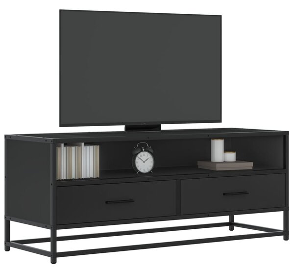 Fekete szerelt fa és fém TV-szekrény 100x34,5x40 cm