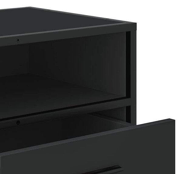 Fekete szerelt fa és fém TV-szekrény 100x34,5x40 cm