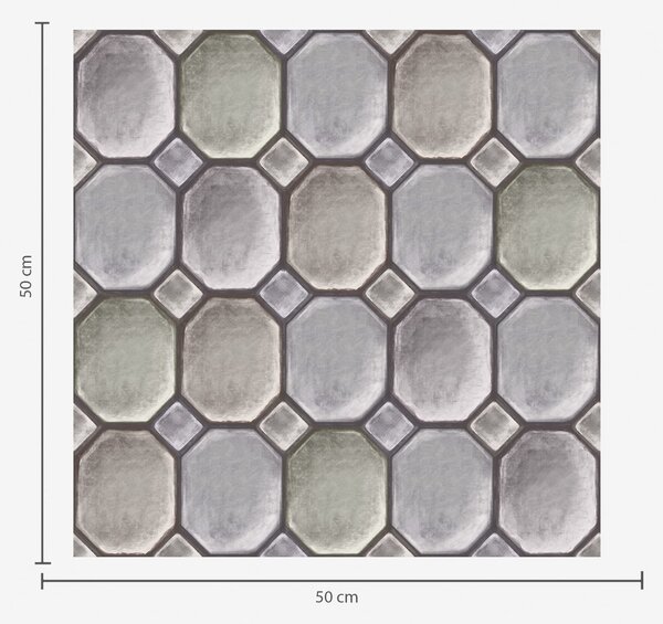 Tapéta Szürke és zöldes csempékből álló geometrikus mintázat, Absztrakt tapétá, a01259 : Uwalls.hu