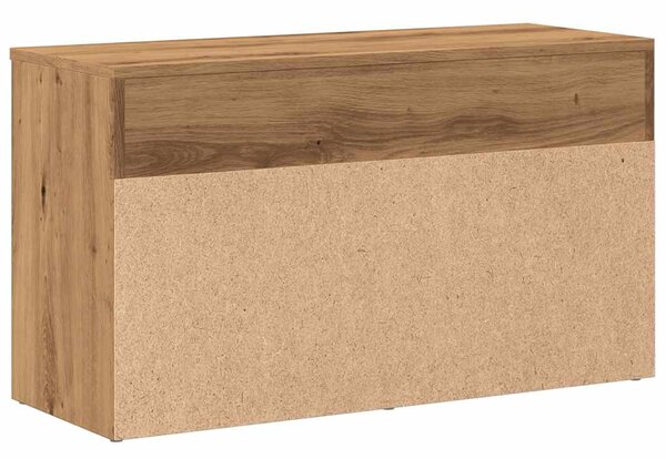 Kézműves tölgy színű szerelt fa cipőtároló pad 80 x 30 x 45 cm