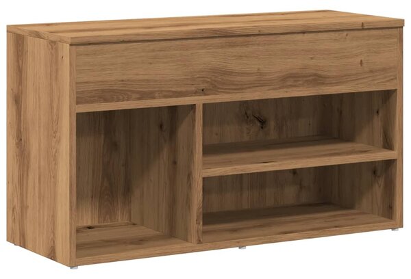 Kézműves tölgy színű szerelt fa cipőtároló pad 80 x 30 x 45 cm