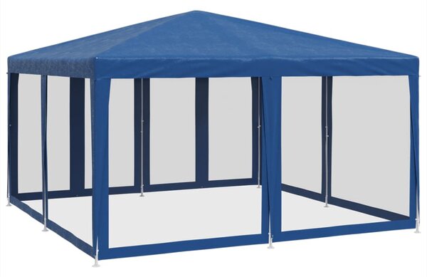 Kék HDPE rendezvénysátor 8 hálós oldalfallal 4 x 4 m