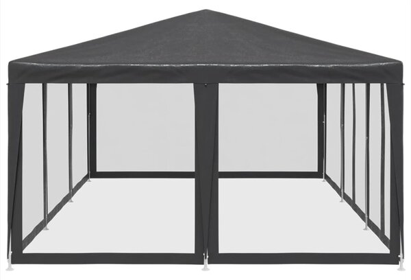 Antracitszürke HDPE rendezvénysátor 10 hálós oldalfallal 6x4 m
