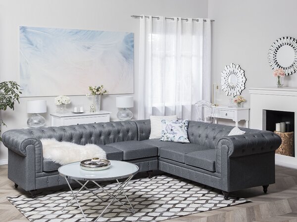 Sarokkanapé CHESTERFIELD Szürke Bal oldali