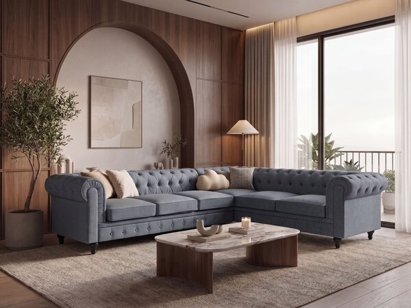 Sarokkanapé CHESTERFIELD Szürke Bal oldali