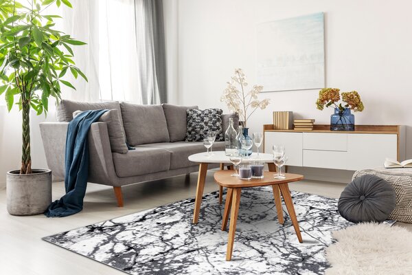 Modern COZY szőnyeg 8871 Marble, Márvány - Structural két szintű gyapjú szürke
