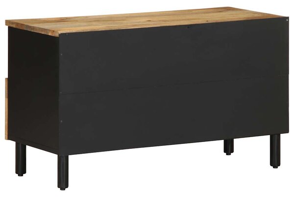 Fekete tömör nyers mangófa TV-szekrény 80 x 33,5 x 46 cm