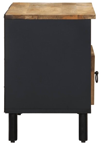 Fekete tömör nyers mangófa TV-szekrény 80 x 33,5 x 46 cm