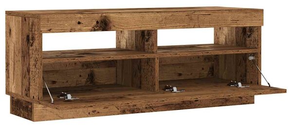 Antik fa színű szerelt fa TV-szekrény LED-ekkel 100x35x40 cm