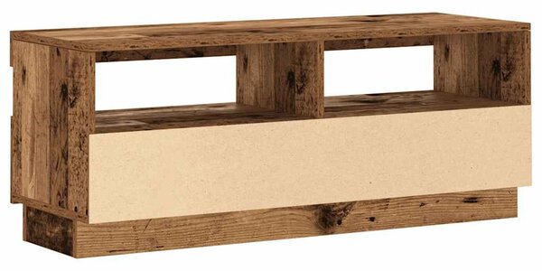 Antik fa színű szerelt fa TV-szekrény LED-ekkel 100x35x40 cm