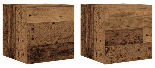 2 db antik fa színű falra szerelhető TV-szekrény 30,5x30x30 cm