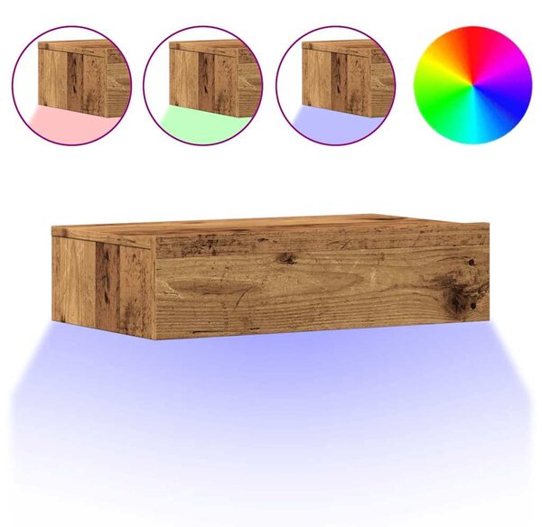 Antik fa színű TV-szekrény LED-lámpákkal 60x35x15,5 cm