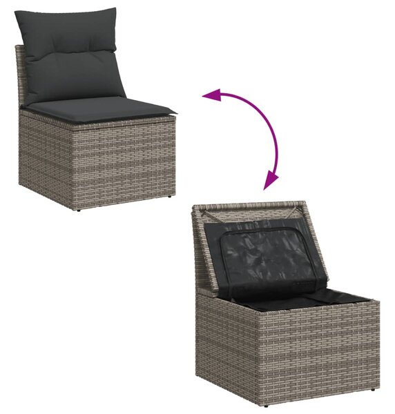 5 részes szürke polyrattan kerti ülőgarnitúra párnákkal