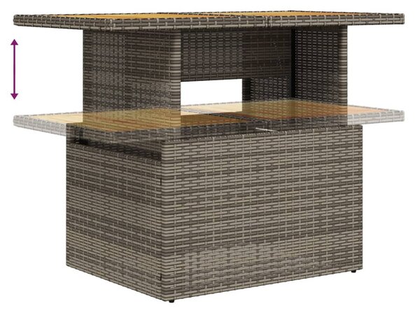 10 részes szürke polyrattan kerti ülőgarnitúra párnákkal