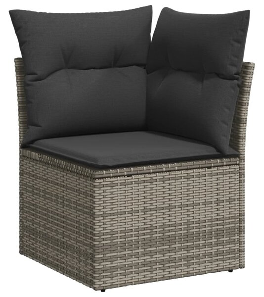 12 részes szürke polyrattan kerti ülőgarnitúra párnákkal