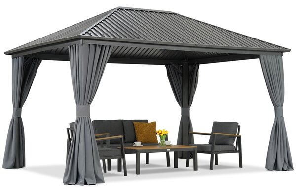 Fém pavilon Szardínia függönyökkel 3x4 Garden Point antracit színben