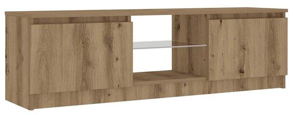 Kézműves tölgy szerelt fa TV-szekrény LED-ekkel 120x30x36 cm