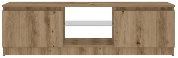 Kézműves tölgy szerelt fa TV-szekrény LED-ekkel 120x30x36 cm