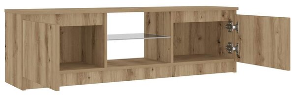 Kézműves tölgy szerelt fa TV-szekrény LED-ekkel 120x30x36 cm