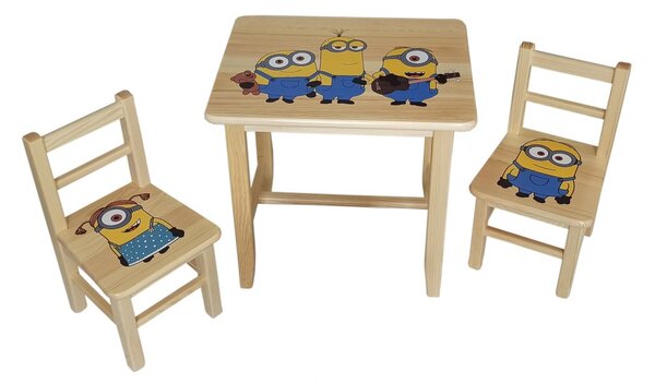 AtmoWood Fa gyermekasztal székekkel - Minyonok