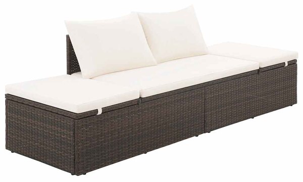 Barna polyrattan kerti ágy 195 x 60 cm