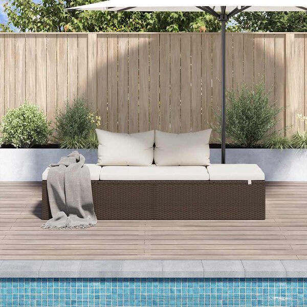 Barna polyrattan kerti ágy 195 x 60 cm