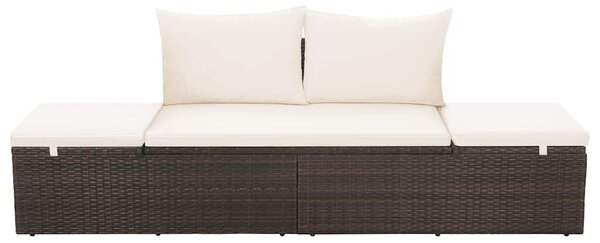 Barna polyrattan kerti ágy 195 x 60 cm