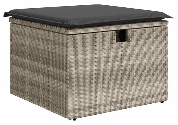 7 részes világosszürke polyrattan kerti ülőgarnitúra párnákkal