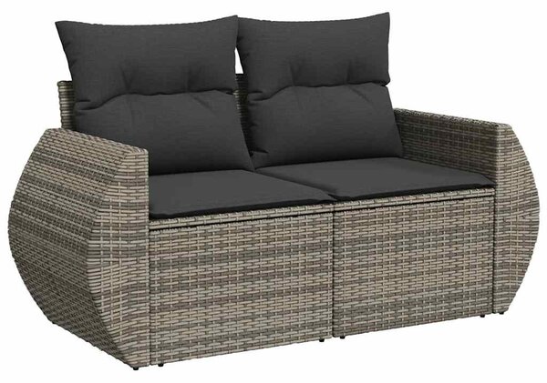 9 részes szürke polyrattan kerti ülőgarnitúra párnákkal