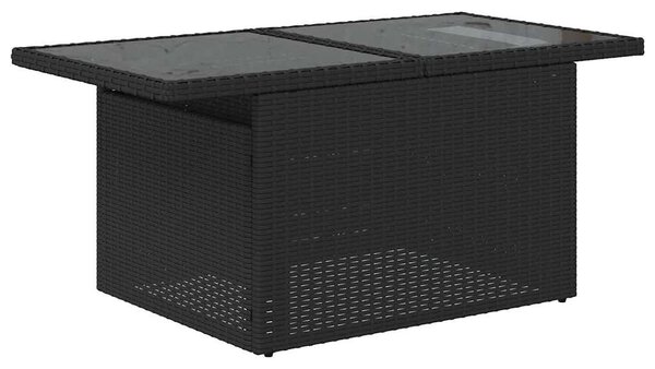 8 részes fekete polyrattan kerti ülőgarnitúra párnákkal