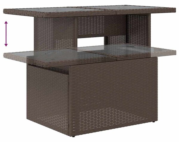 6 részes barna polyrattan akácfa kerti ülőgarnitúra párnákkal