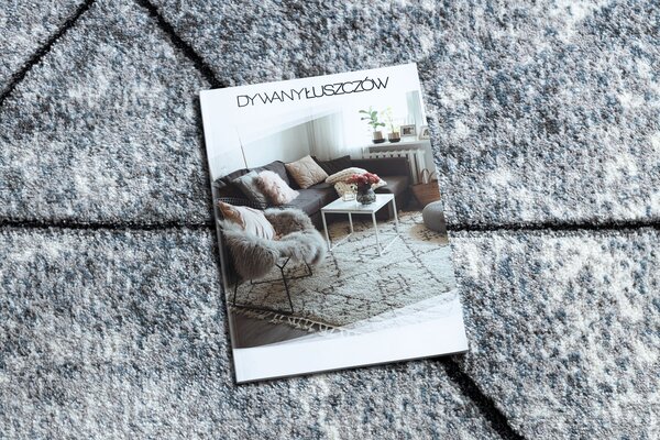 Modern COZY szőnyeg 8872 Wall, Geometriai, háromszögek - Structural két szintű gyapjú szürke / kék