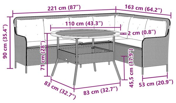 2 részes bézs polyrattan kerti ülőgarnitúra párnákkal