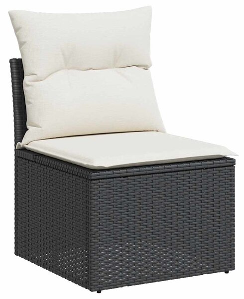 12 részes fekete polyrattan kerti ülőgarnitúra párnákkal