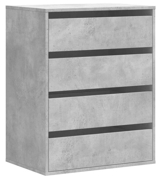 Betonszürke szerelt fa fiókos sarokszekrény 60 x 41 x 76 cm
