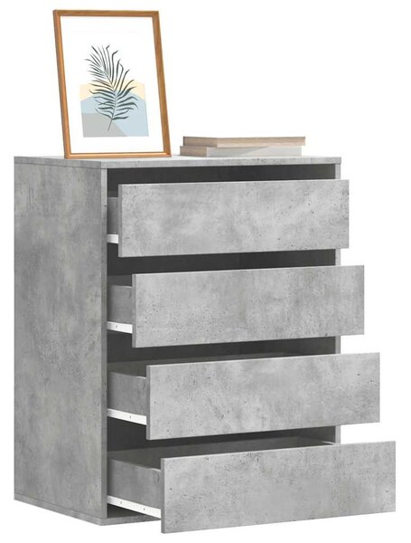 Betonszürke szerelt fa fiókos sarokszekrény 60 x 41 x 76 cm