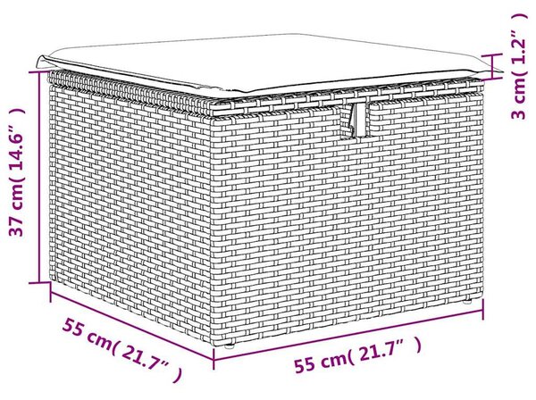 2 részes fekete polyrattan akácfa kerti ülőgarnitúra párnával