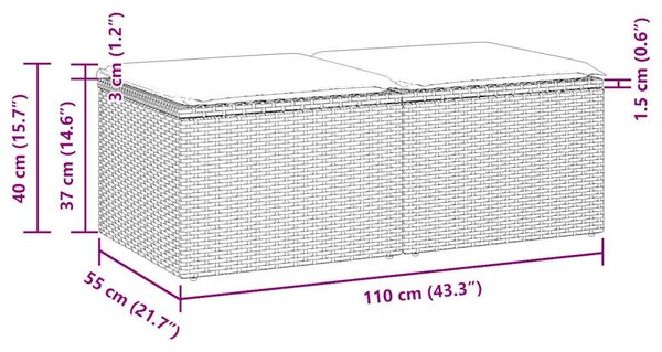 2 részes világosszürke polyrattan akácfa ülőgarnitúra párnákkal