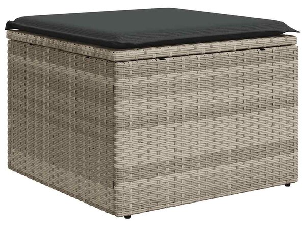 6 részes világosszürke polyrattan kerti ülőgarnitúra párnákkal
