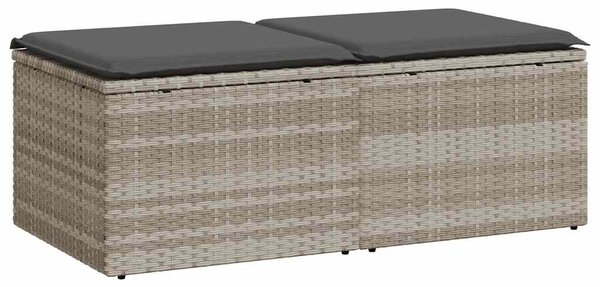 2 részes világosszürke polyrattan akácfa ülőgarnitúra párnákkal