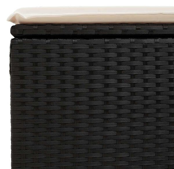 2 részes fekete polyrattan akácfa kerti ülőgarnitúra párnával